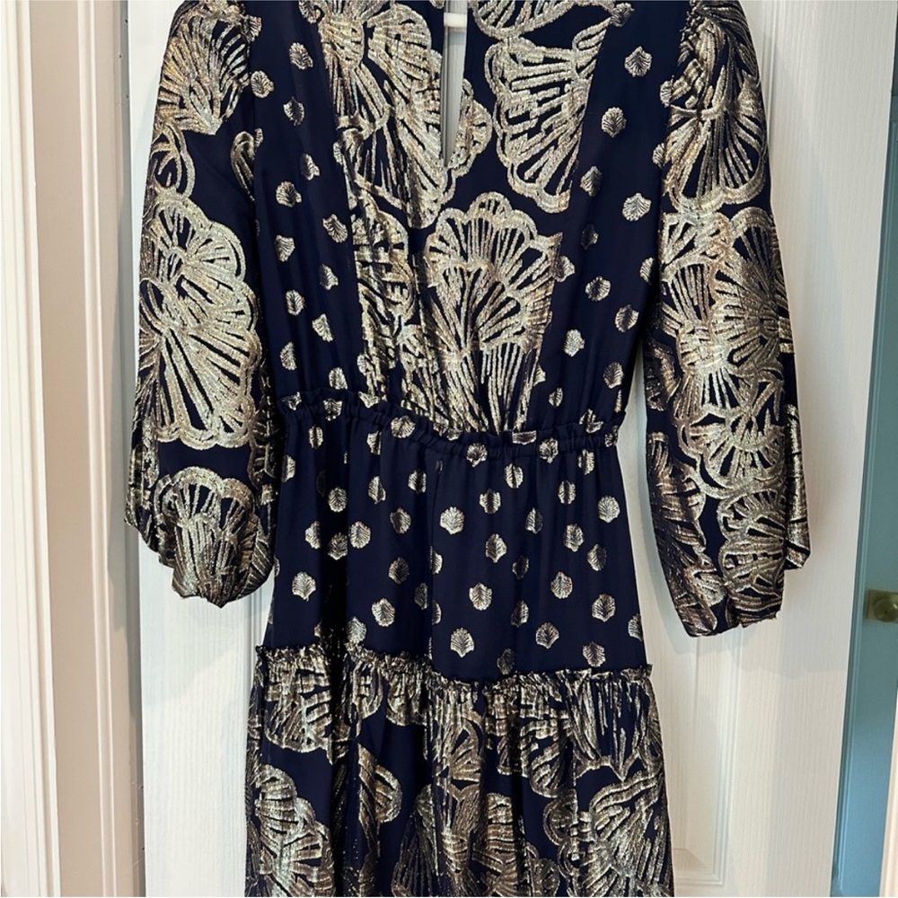 Lilly Pulitzer gold and navy blue dress
